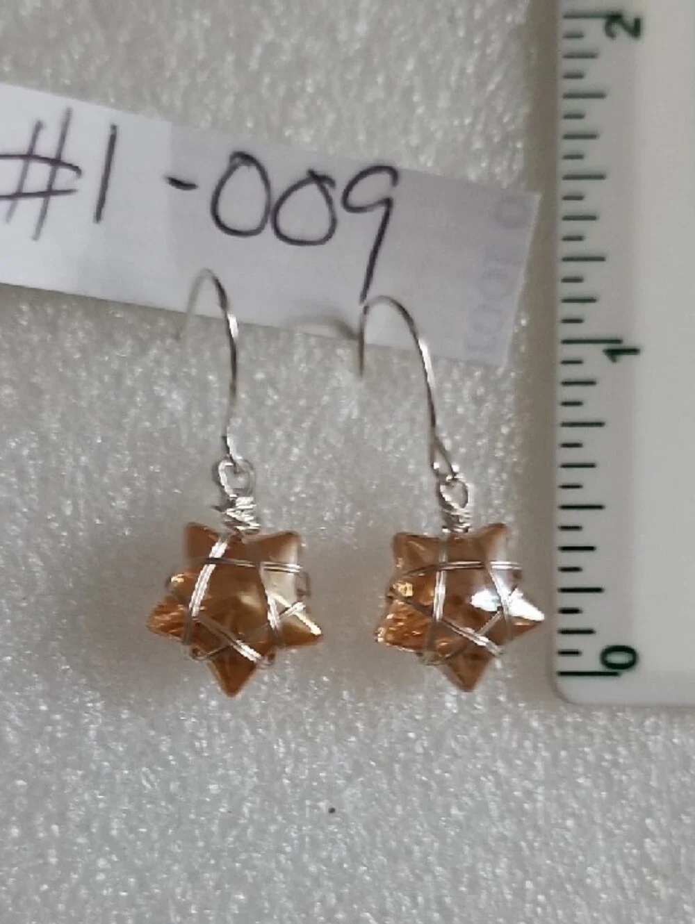 Hand Crafted Rose Gold Star Wire-Wrapped Drop Earrings